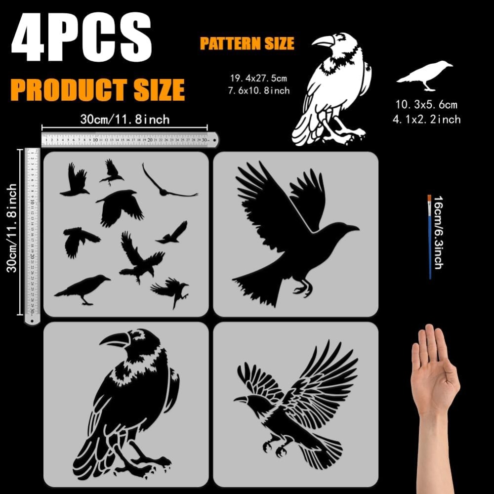 4 шт. трафарет «Летающая ворон – обзор и цена Photography Technique
